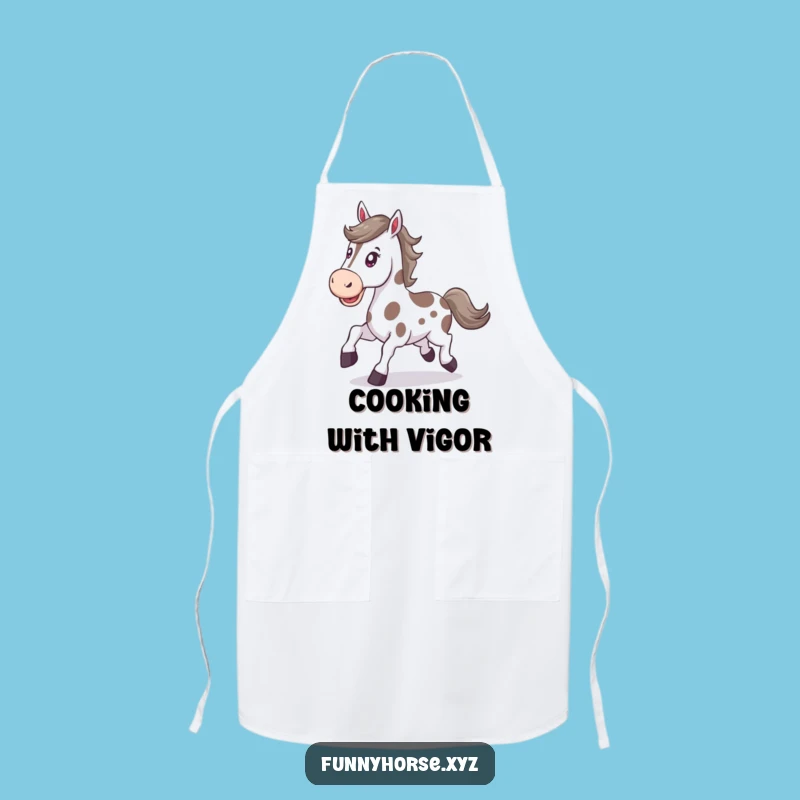 Funny Spotted Horse Apron - Trot Through Cooking, Hilarious Equestrian Gift!