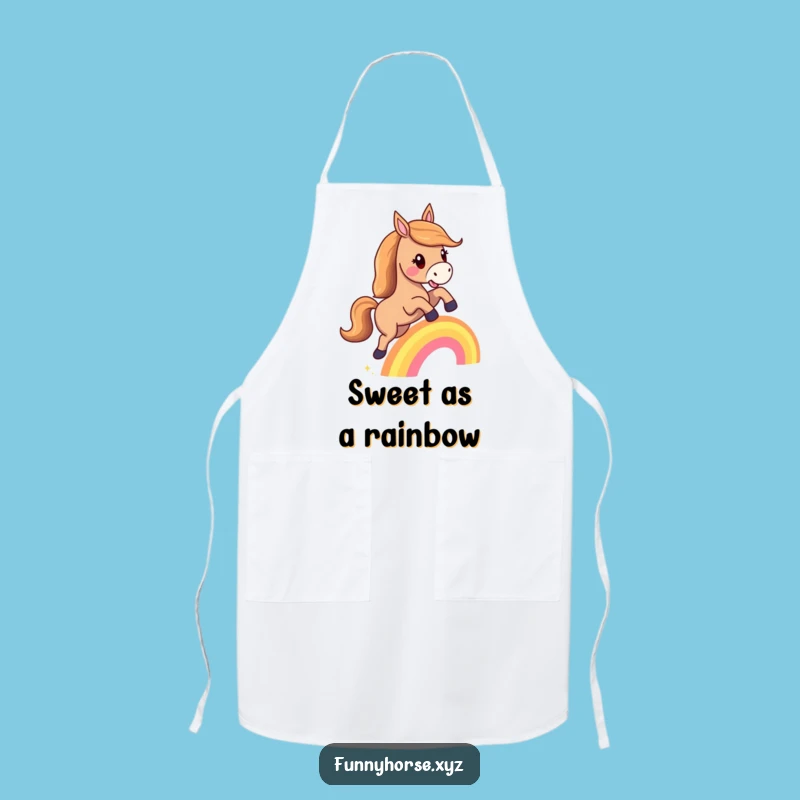 Funny Horse Rainbow Leap Apron: Kitchen Magical Humor Gift