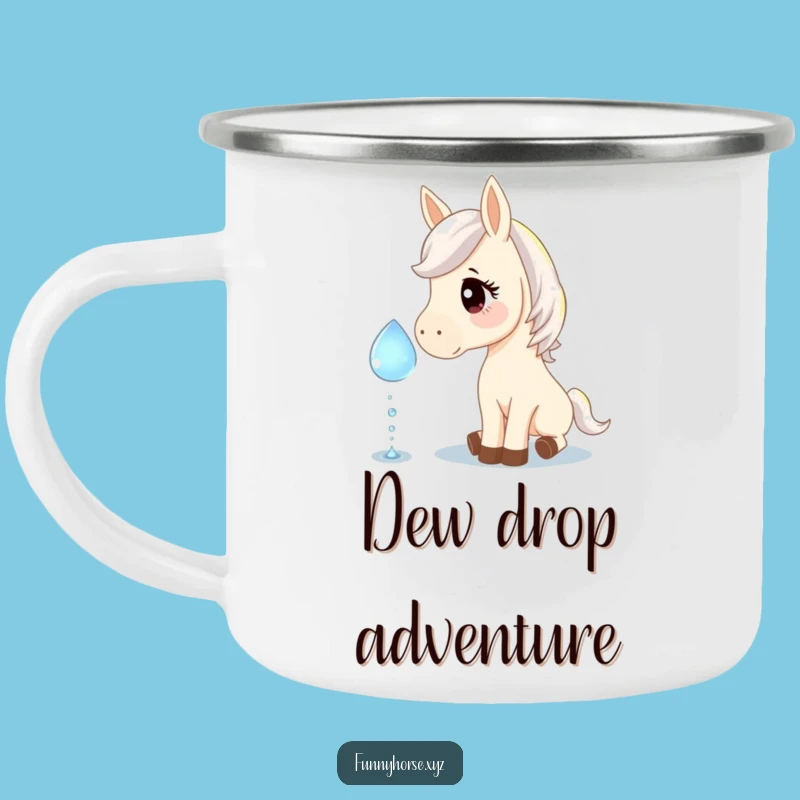 Funny Horse Dewdrop Camping Mug: Adventure with Sparkling Humor and Warmth!