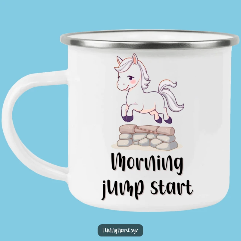 Funny Playful Horse Camping Mug - Adventure Leaps, Hilarious Outdoor Gift!