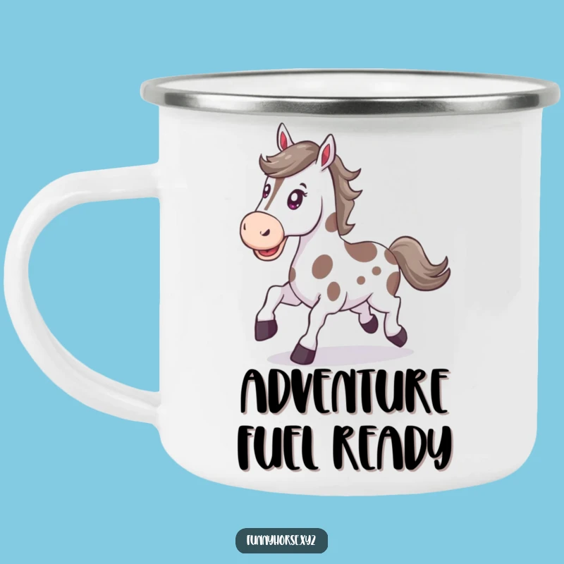 Funny Spotted Horse Camping Mug - Energetic Adventures, Hilarious Gift!