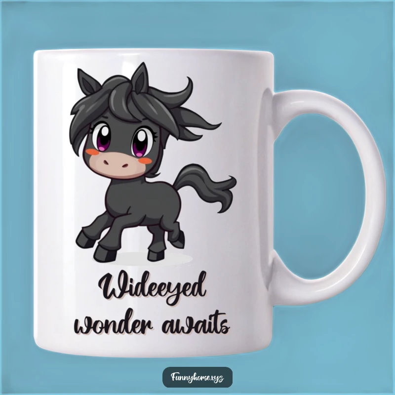 Funny Curious Horse Mug - Wide-Eyed Excitement, Hilarious Gift for Horse Lovers!