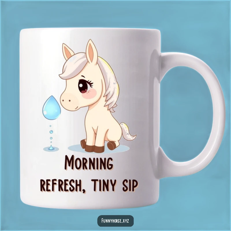 Funny Curious Horse and Dewdrop Mug: A Whimsical, Sparkling Gift!
