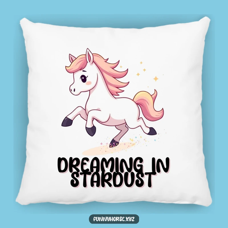 Funny Horse Stardust Pillow: Cosmic Dreams with Humorous Comfort!