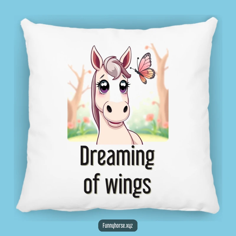 Funny Surprised Horse Butterfly Pillow - Cozy Comfort & Gentle Humor Gift