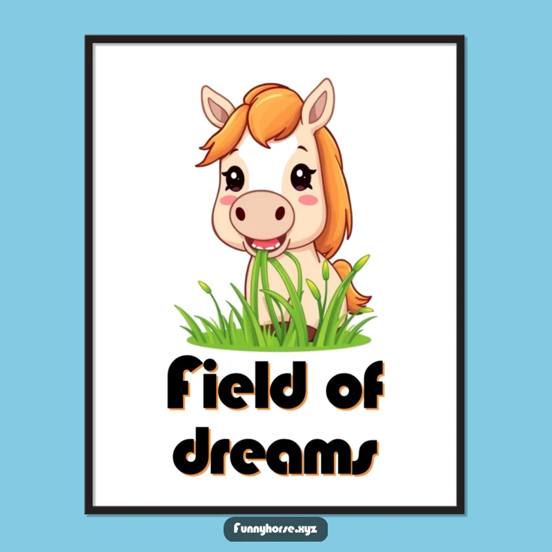 Funny Horse Grass Munching Digital Art - Instant Humor & Perfect Wall Gift