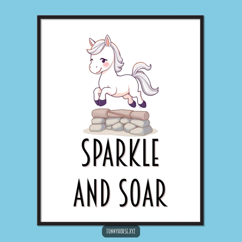 Funny Playful Horse Digital Art - Leaping Joy Print, Hilarious Decor Gift!