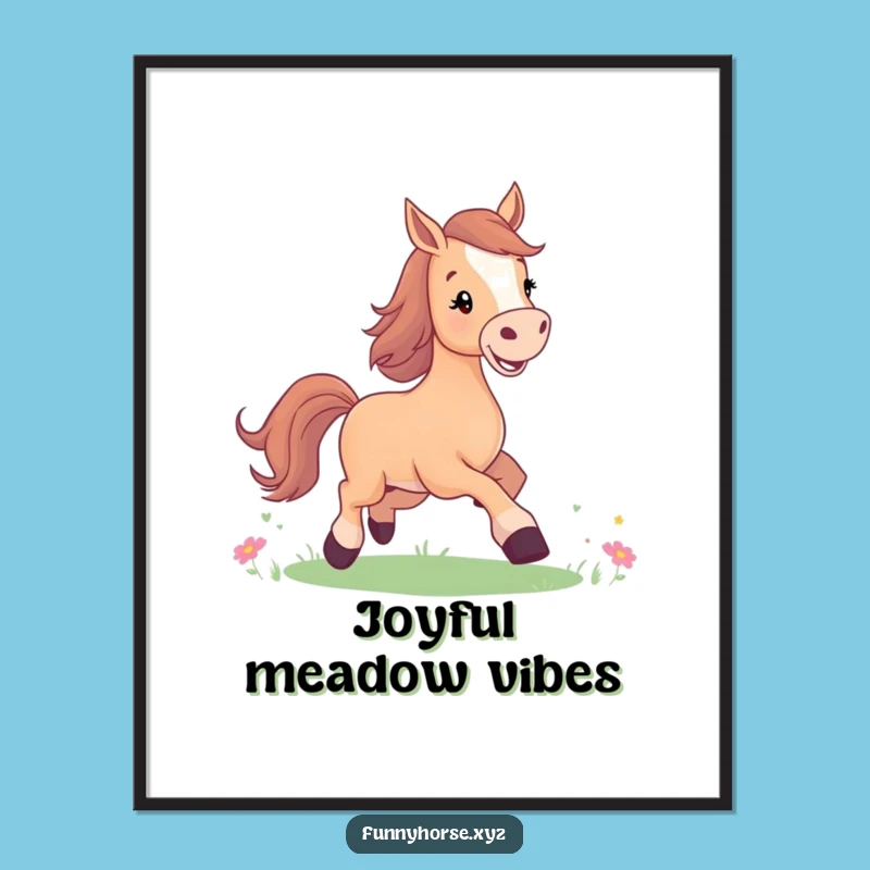 Funny Horse Meadow Digital Print: Instant Joy and Humorous Decor!
