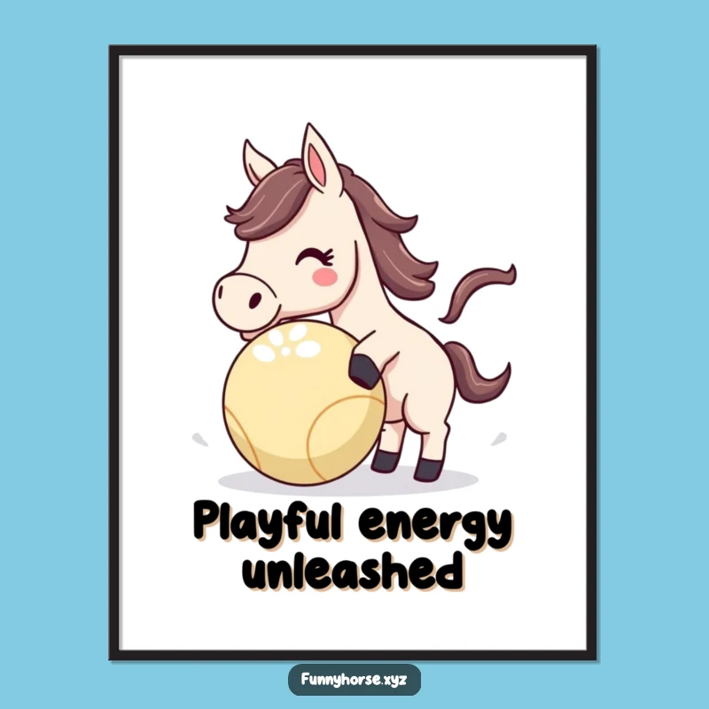 Funny Horse Ball Digital Art: Energetic Play, Instant Humorous Decor!