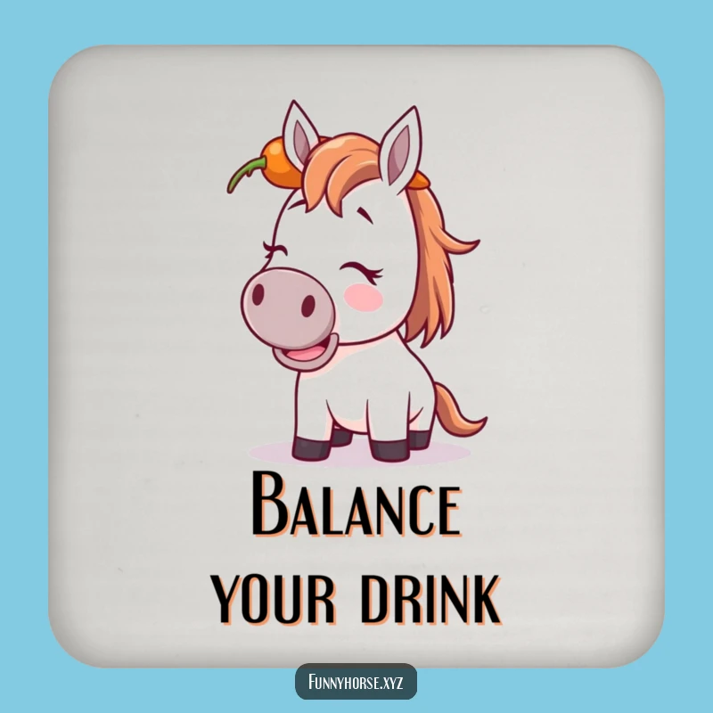 Funny Giggling Horse Carrot Coaster - Protect Surfaces with Comical Humor Gift