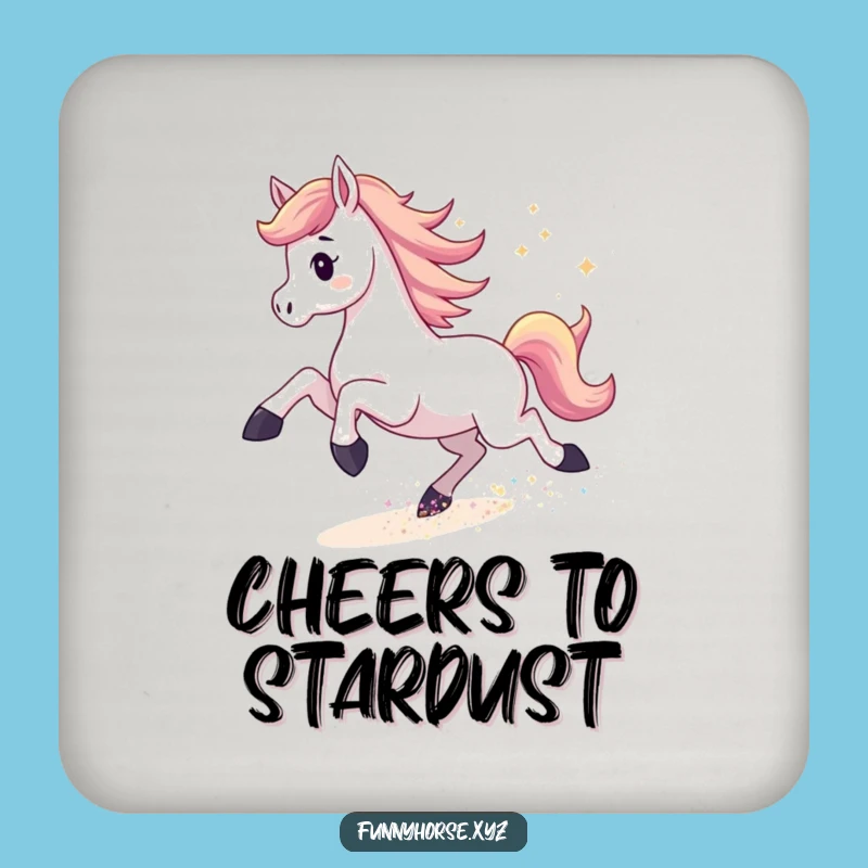 Funny Horse Stardust Coasters: Cosmic Protection with Humorous Style!