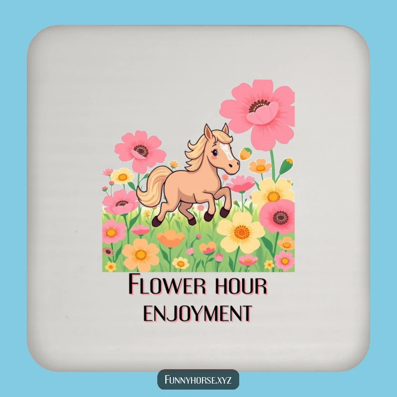 Funny Horse Flower Gallop Coaster: Tabletop Equine Humor Gift