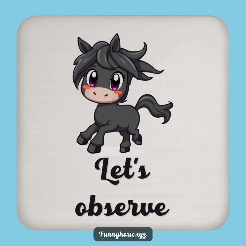 Funny Curious Horse Coaster Set - Wide-Eyed Protection, Hilarious Gift!