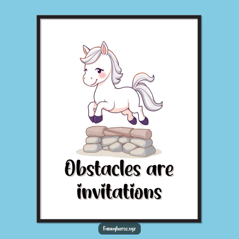 Funny Playful Horse Poster - Leaping Joy Art, Hilarious Decor Gift!