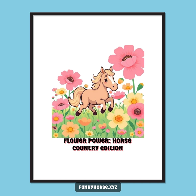 Free Printable Horse Wall Art: Galloping Flower Fun Humorous Downloadable Decor