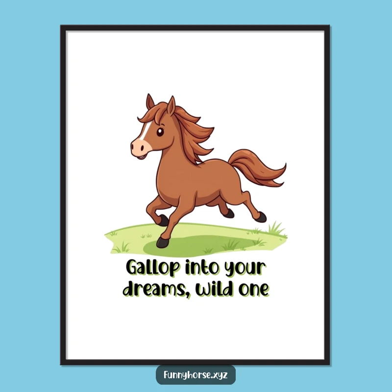 Funny Free Printable Wall Art: Proud Horse Galloping - Majestic Downloadable Decor