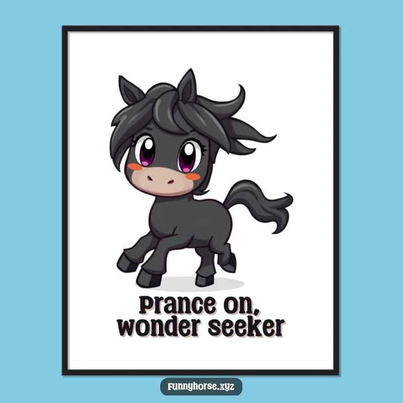 Funny Free Printable Wall Art: Curious Horse Prancing - Enchanting Downloadable Decor