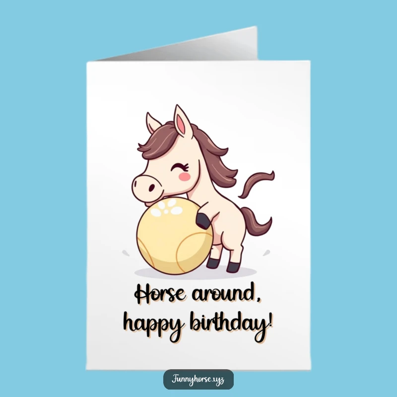Free Printable Birthday Card: Energetic Horse Fun Downloadable Gift