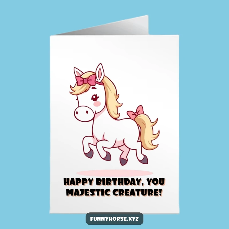 Free Printable Birthday Card: Whimsical Hopping Horse, Fun Downloadable Gift Idea