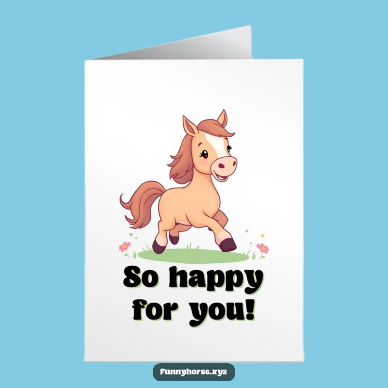 Horse Meadow Card: Free Printable Congrats Funny Downloadable Gift for Happy Moments