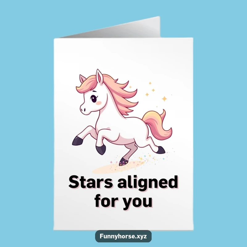 Free Printable Horse Card: Stardust Thanks Funny Downloadable Gift for Shining Stars