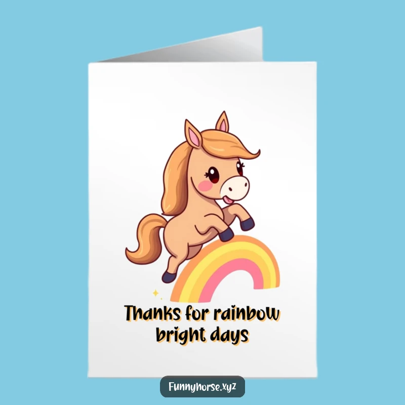 Free Printable Horse Thank You Card: Rainbow Leap Gratitude Downloadable