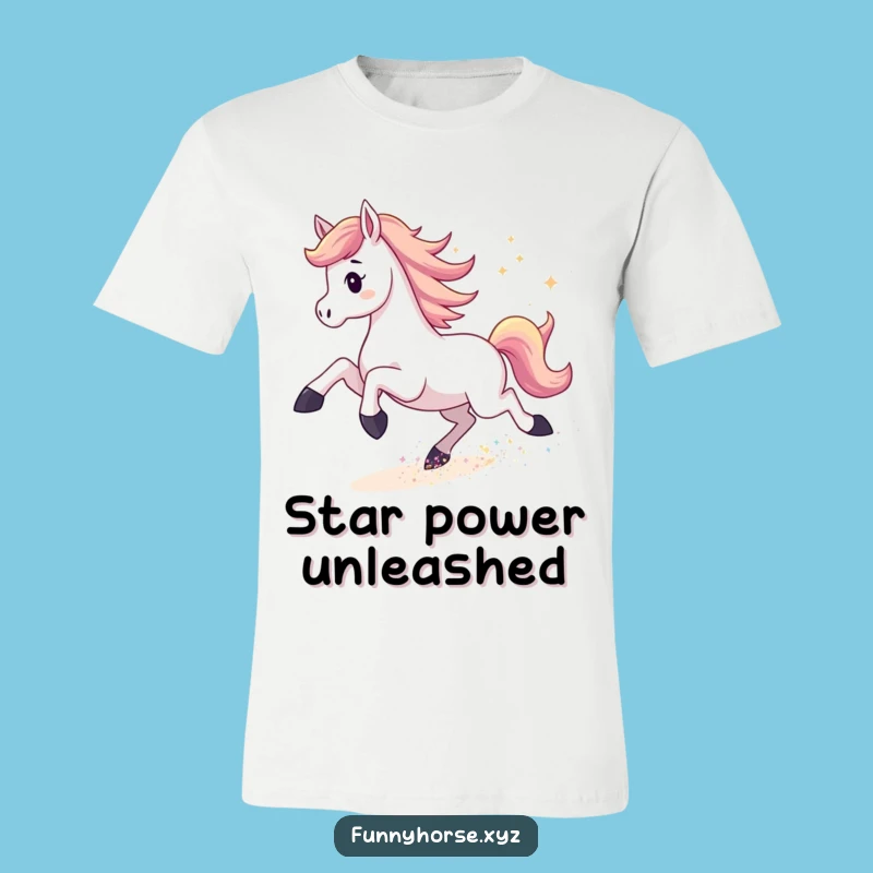 Funny Horse Stardust Kicks T-Shirt: Galactic Energy, Humorous Style Gift!