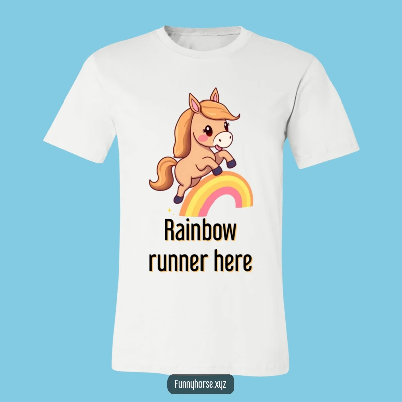 Funny Horse Rainbow Leap T-Shirt: Magical Equine Tee Gift