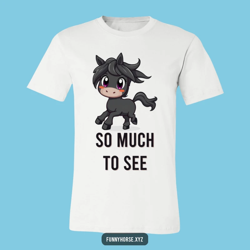 Funny Curious Horse T-Shirt - Wide-Eyed Wonder, Hilarious Equestrian Gift!