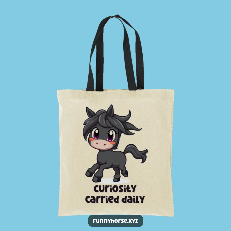 Funny Curious Horse Tote Bag - Carry Your Wonder, Hilarious Equestrian Gift!