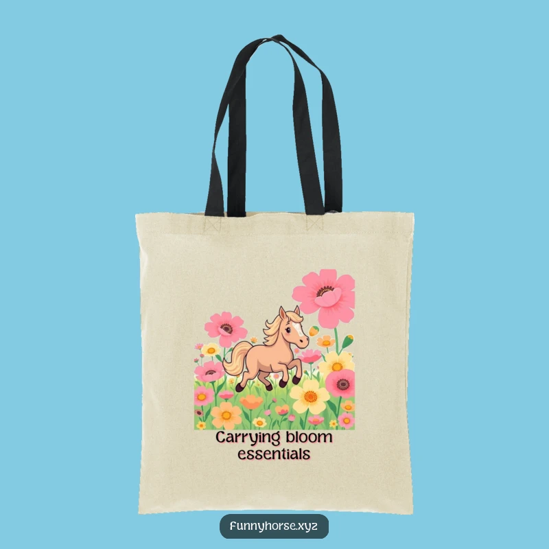 Funny Horse Flower Gallop Tote Bag: Chic Equine Accessory Gift