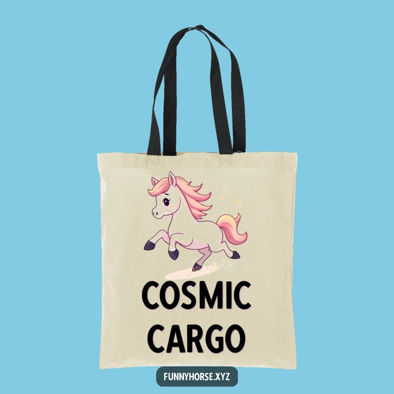 Funny Horse Stardust Tote Bag: Carry Your Universe with Cosmic Humor!